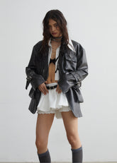 White versatile anti-exposure ruffled mini skirt